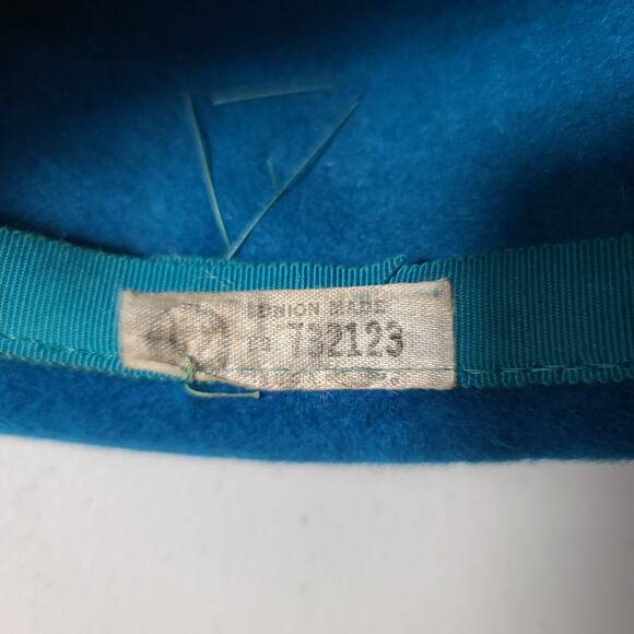 Blue Vintage Peachbloom Couture An Angel Style Ladies Velour Hat Bow & Bling main image 7